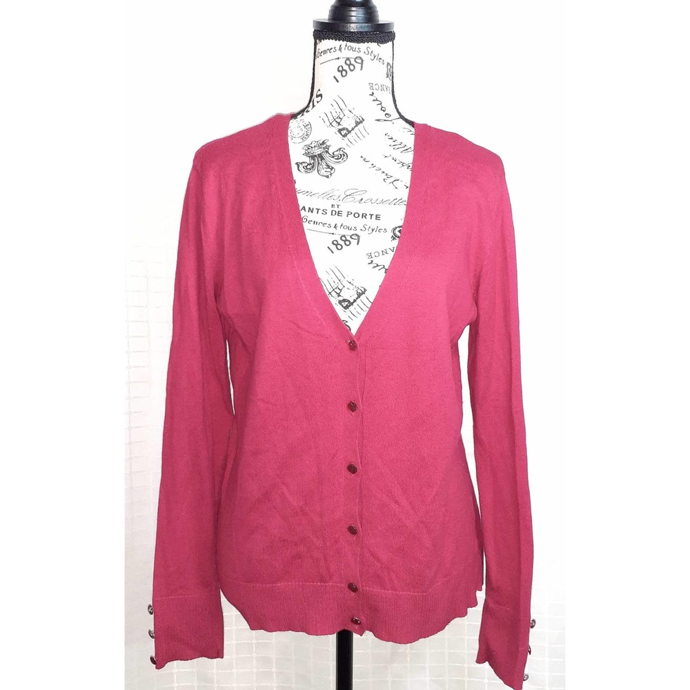 NY&Co Red V-neck Cardigan Sweater L